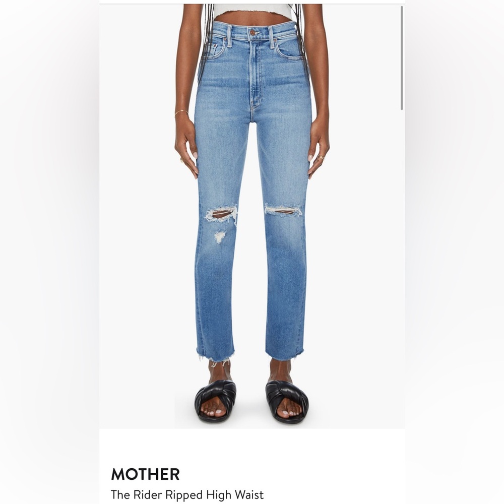 MOTHER High Waister Ryder Ankle Fray